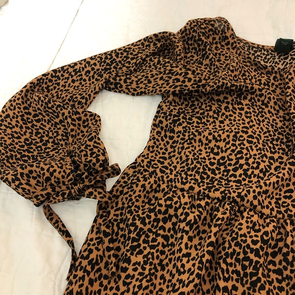 WILD FABLE Animal Print Baby Doll Long Sleeve Mini Dress Sz XS - Picture 7 of 9